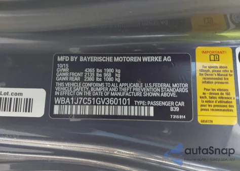 2016 BMW M235I from USA, damaged, VIN WBA1J7C51GV360101